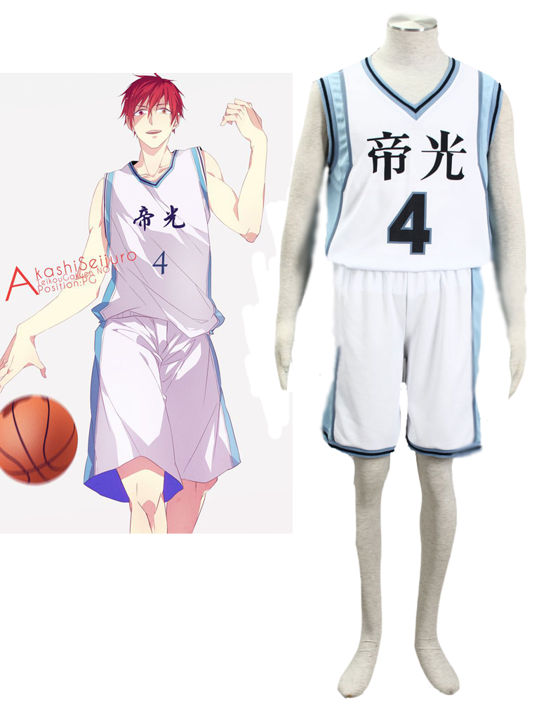 Kuroko's Basketball Seijuro Akashi Teikō Middle School's basketball team Uniform White Number 4 Cosplay Costume